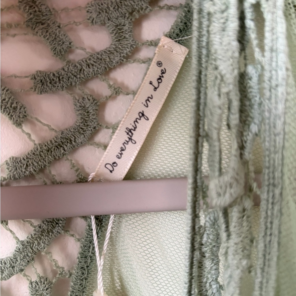 Do Everything in Love NWT Sage Green Lace Kimono Duster One Size - Picture 2 of 9